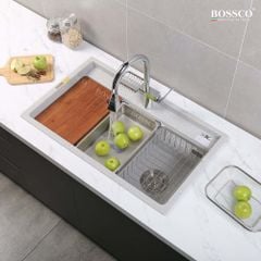 Chậu rửa chén Bossco BC-D8652XKS 1 hộc xám kim sa