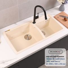 Chậu rửa chén Bossco BC-E10050KKS 2 hộc kem kim sa