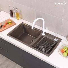 Chậu rửa chén Bossco BC-E10050NKS 2 hộc nâu kim sa