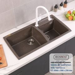 Chậu rửa chén Bossco BC-E10050NKS 2 hộc nâu kim sa