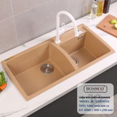 Chậu rửa chén Bossco BC-E10050VK 2 hộc vàng kem kim sa
