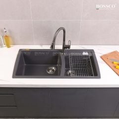 Chậu rửa chén Bossco BC-E10050XĐ 2 hộc xám đen