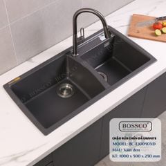 Chậu rửa chén Bossco BC-E10050XĐ 2 hộc xám đen