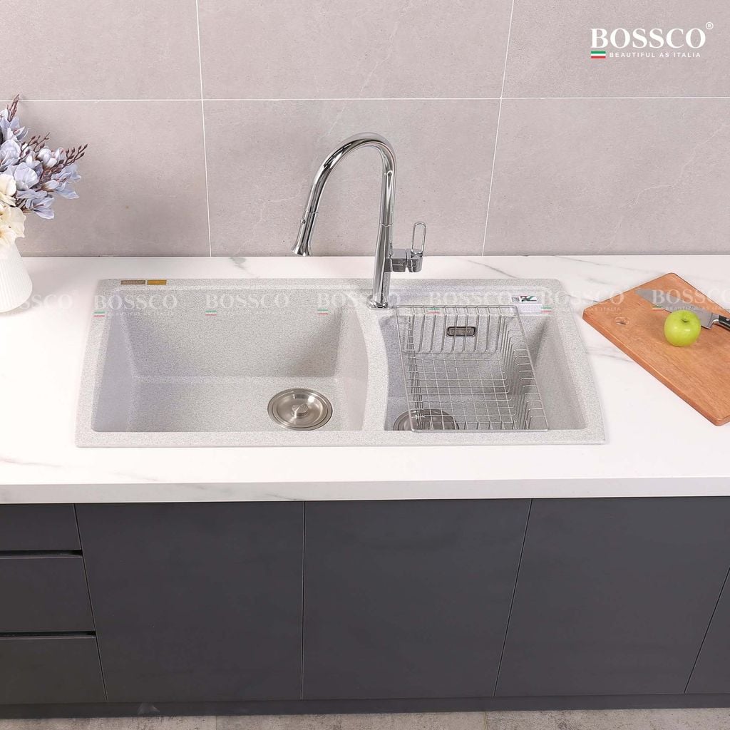 Chậu rửa chén Bossco BC-E10050XKS 2 hộc xám kim sa