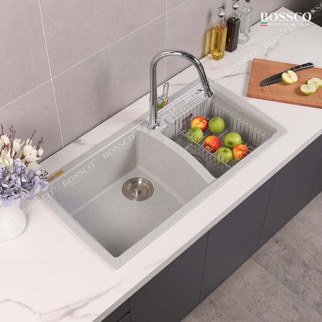 Chậu rửa chén Bossco BC-E10050XKS 2 hộc xám kim sa