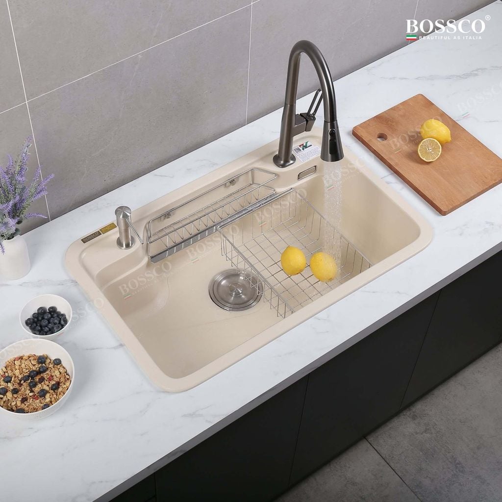 Chậu rửa chén Bossco BC-G8050KKS 1 hộc bo góc
