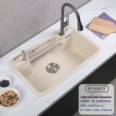 Chậu rửa chén Bossco BC-G8050KKS 1 hộc bo góc