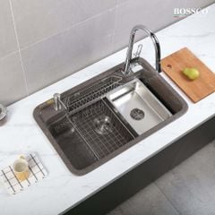 Chậu rửa chén Bossco BC-G8050NKS 1 hộc bo góc