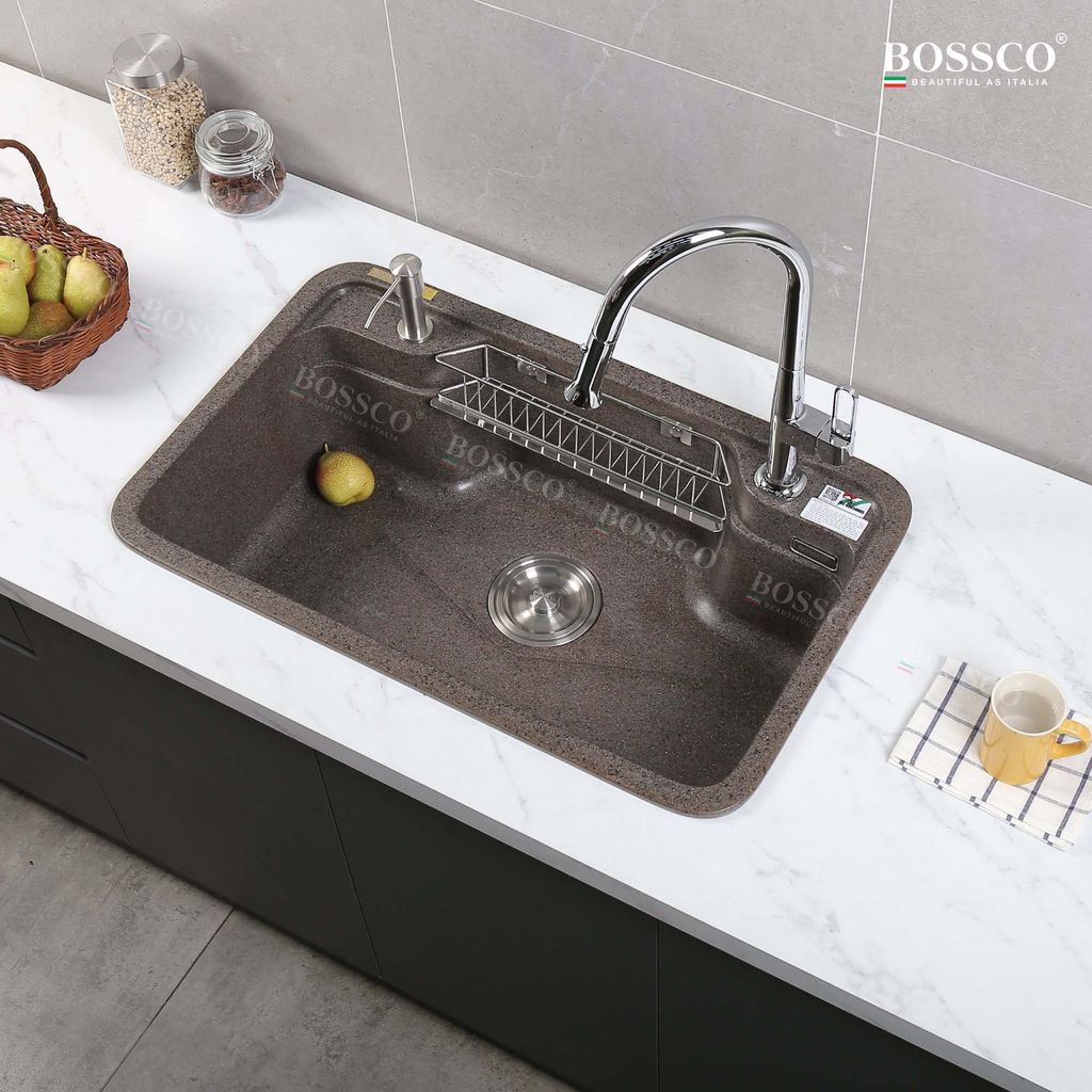 Chậu rửa chén Bossco BC-G8050NKS 1 hộc bo góc