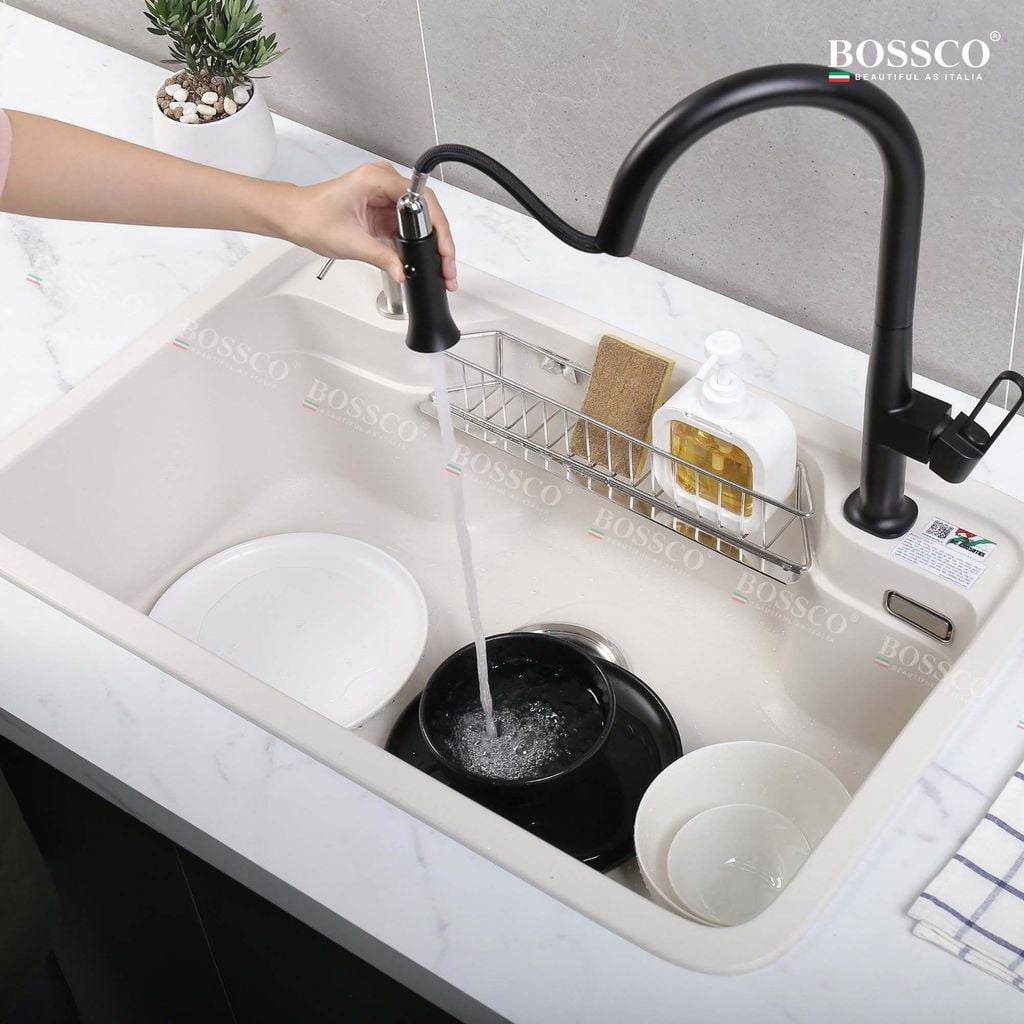 Chậu rửa chén Bossco BC-G8050TKS 1 hộc bo góc