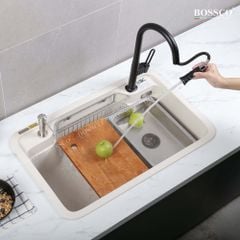 Chậu rửa chén Bossco BC-G8050TKS 1 hộc bo góc