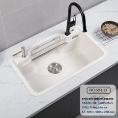 Chậu rửa chén Bossco BC-G8050TKS 1 hộc bo góc