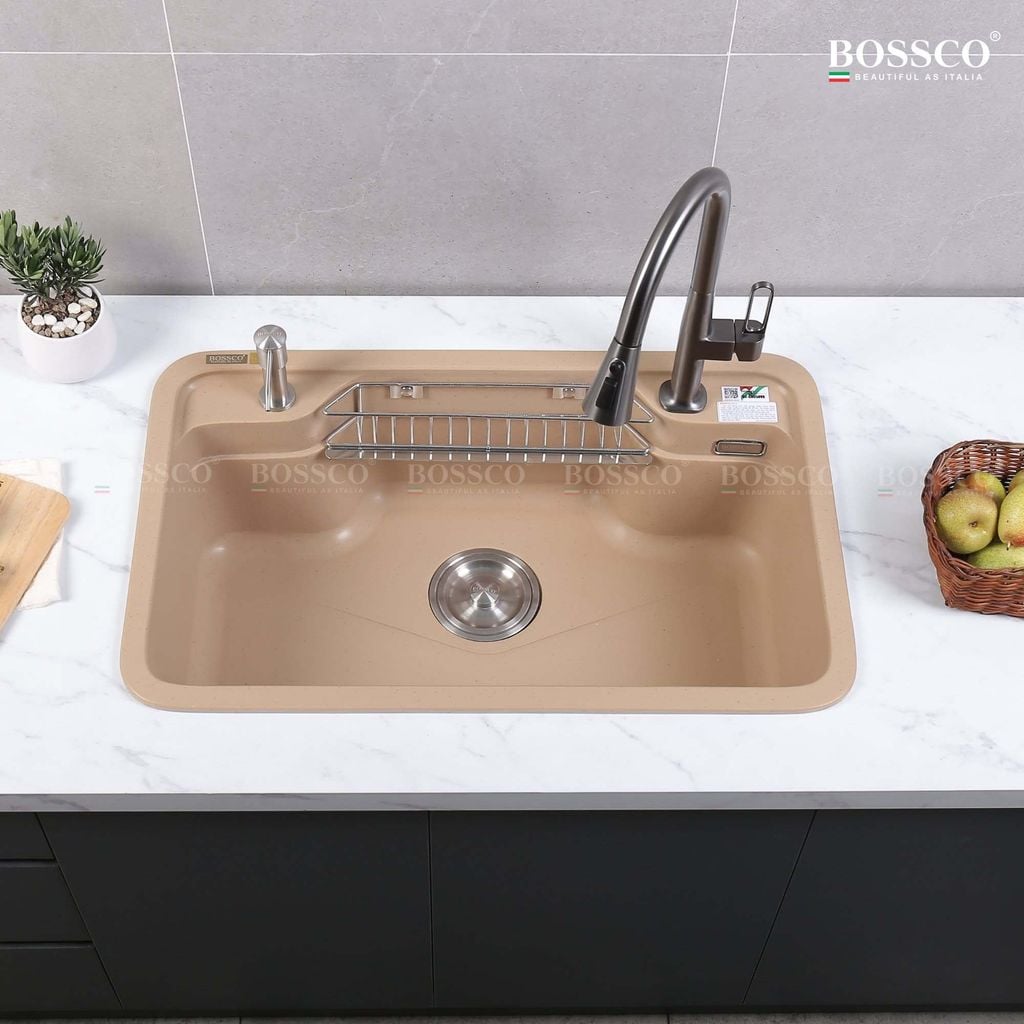 Chậu rửa chén Bossco BC-G8050VK 1 hộc bo góc