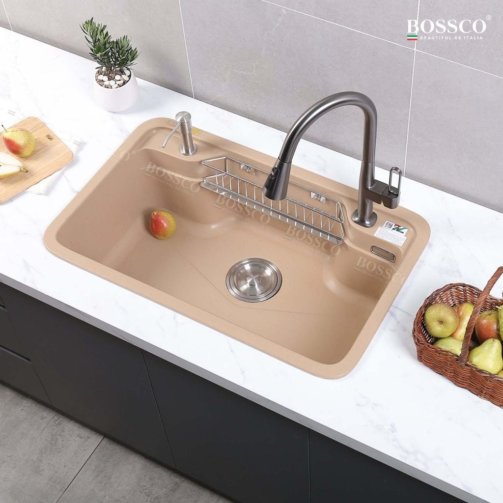 Chậu rửa chén Bossco BC-G8050VK 1 hộc bo góc