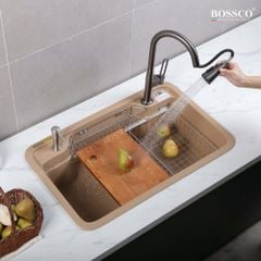 Chậu rửa chén Bossco BC-G8050VK 1 hộc bo góc