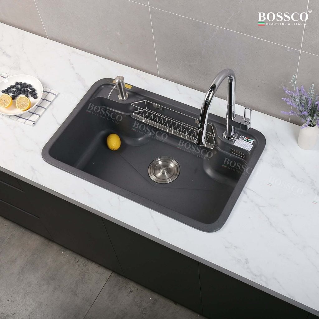 Chậu rửa chén Bossco BC-G8050XĐ 1 hộc bo góc