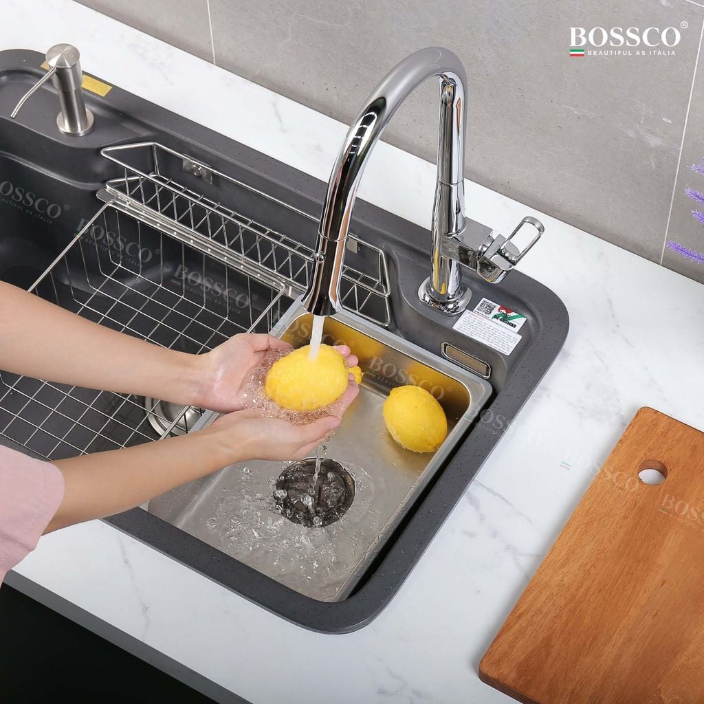 Chậu rửa chén Bossco BC-G8050XĐ 1 hộc bo góc