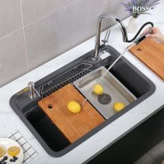 Chậu rửa chén Bossco BC-G8050XĐ 1 hộc bo góc