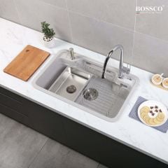 Chậu rửa chén Bossco BC-G8050XKS 1 hộc bo góc