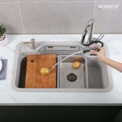 Chậu rửa chén Bossco BC-G8050XKS 1 hộc bo góc