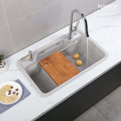 Chậu rửa chén Bossco BC-G8050XKS 1 hộc bo góc