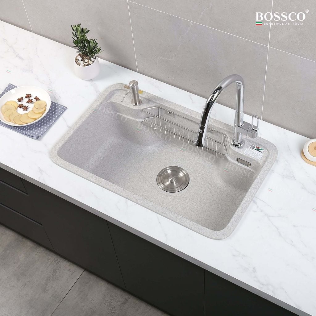 Chậu rửa chén Bossco BC-G8050XKS 1 hộc bo góc