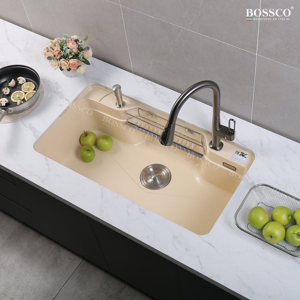 Chậu rửa chén Bossco BC-G9050KKS 1 hộc bo góc