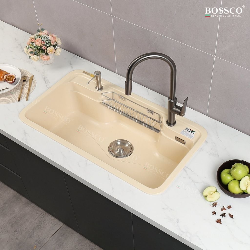 Chậu rửa chén Bossco BC-G9050KKS 1 hộc bo góc