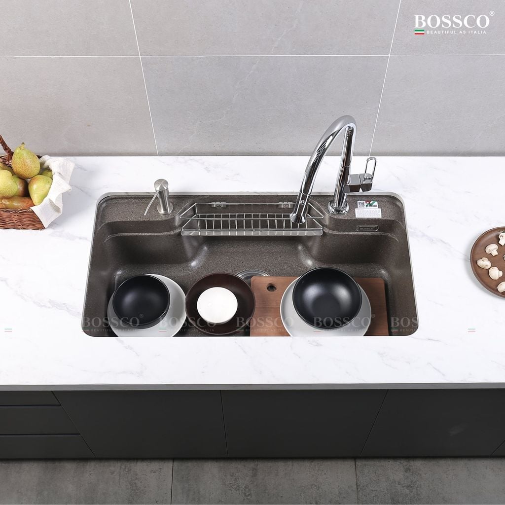 Chậu rửa chén Bossco BC-G9050NKS 1 hộc bo góc