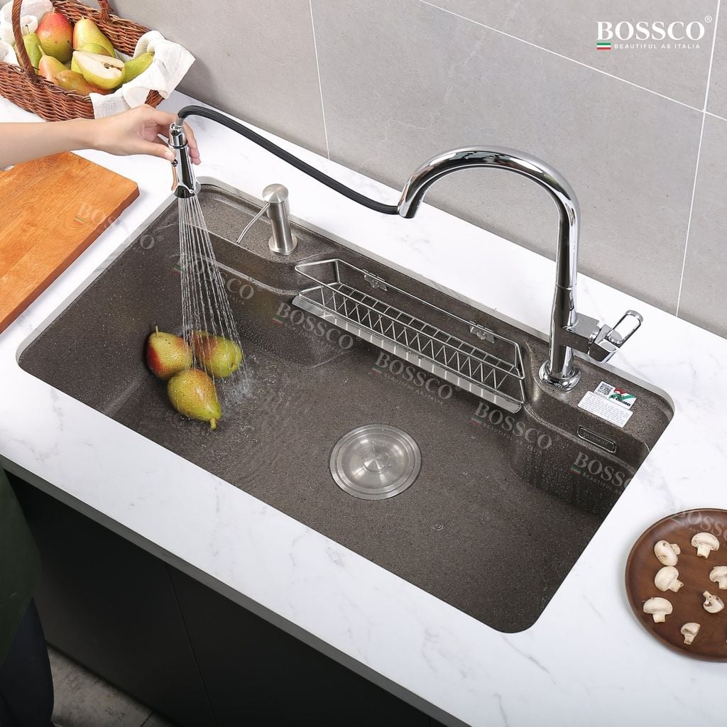 Chậu rửa chén Bossco BC-G9050NKS 1 hộc bo góc