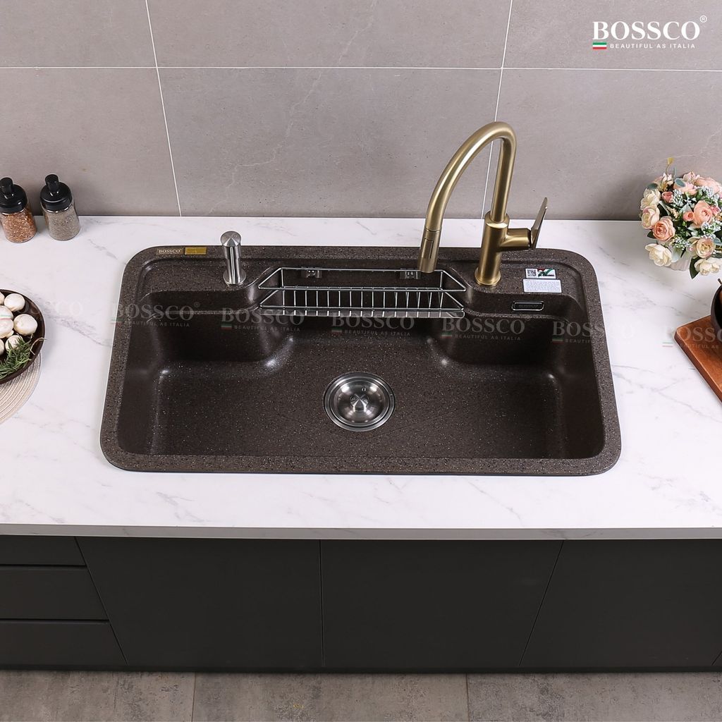 Chậu rửa chén Bossco BC-G9050NKS 1 hộc bo góc