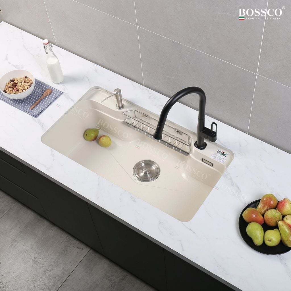 Chậu rửa chén Bossco BC-G9050TKS 1 hộc bo góc