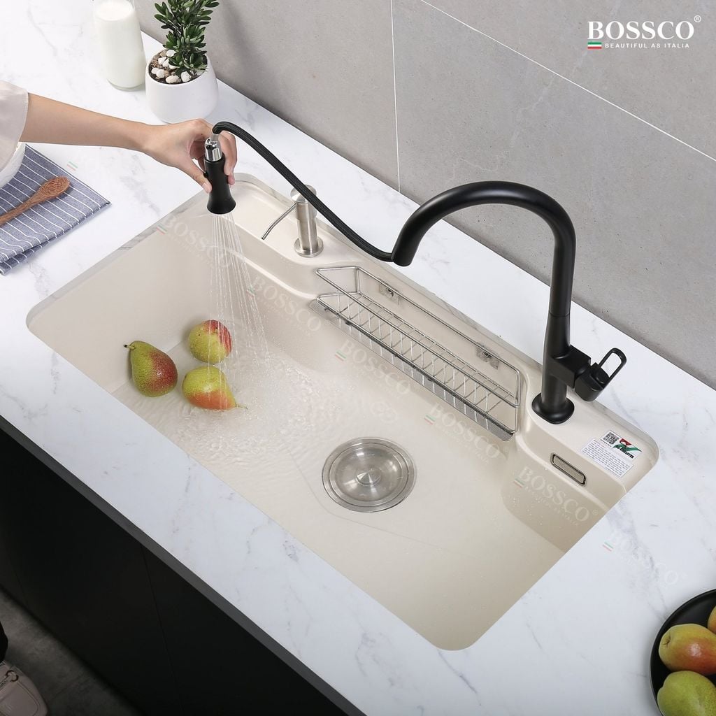 Chậu rửa chén Bossco BC-G9050TKS 1 hộc bo góc
