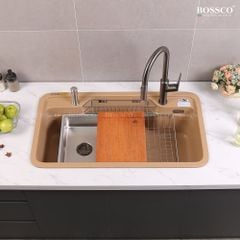 Chậu rửa chén Bossco BC-G9050VK 1 hộc bo góc