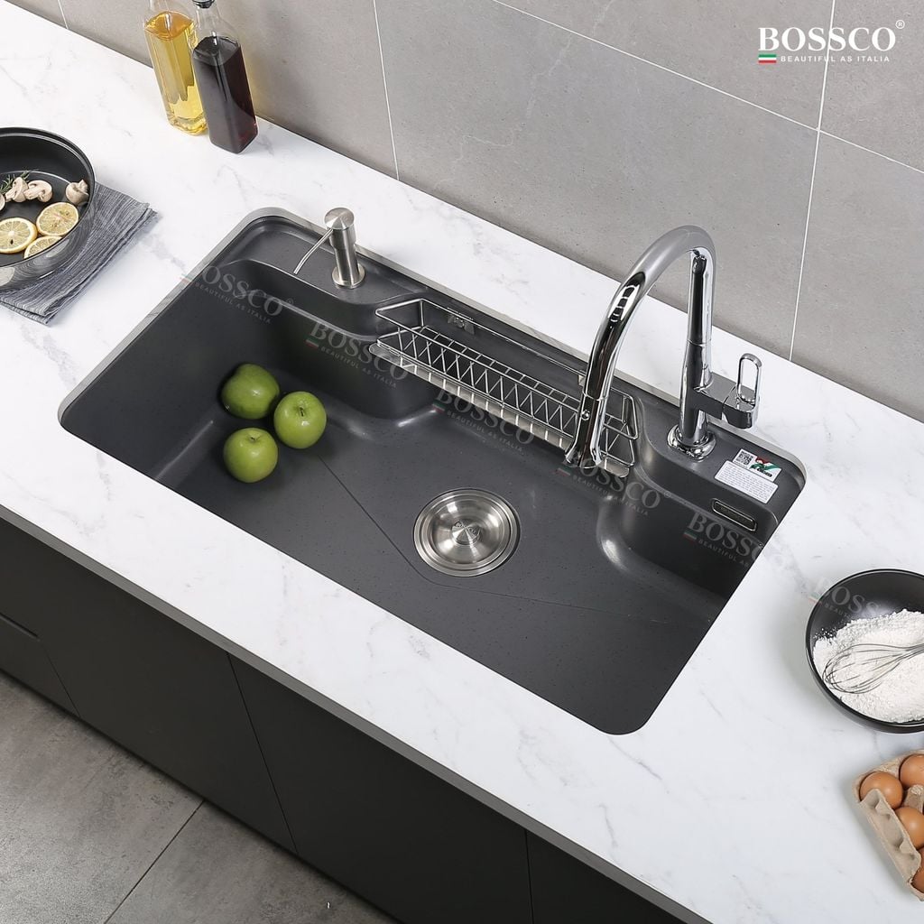 Chậu rửa chén Bossco BC-G9050XĐ 1 hộc bo góc