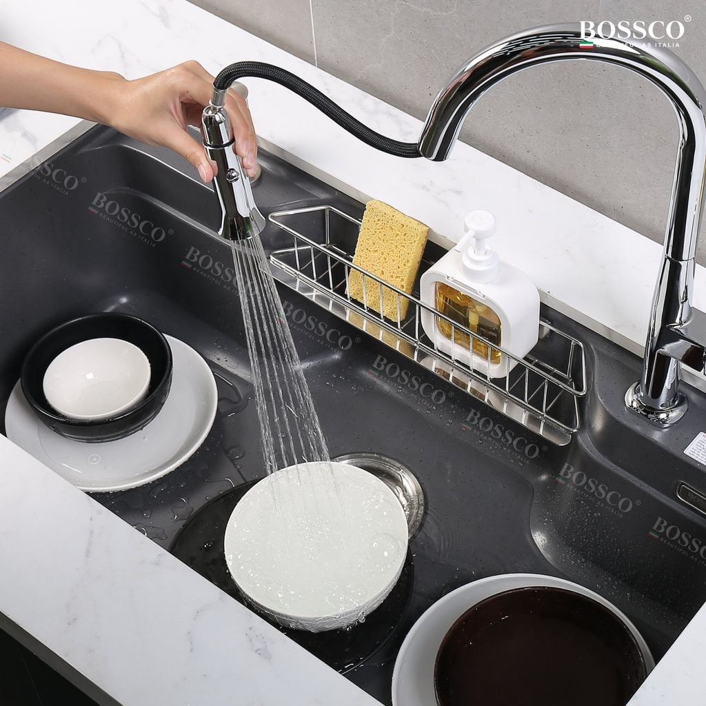 Chậu rửa chén Bossco BC-G9050XĐ 1 hộc bo góc