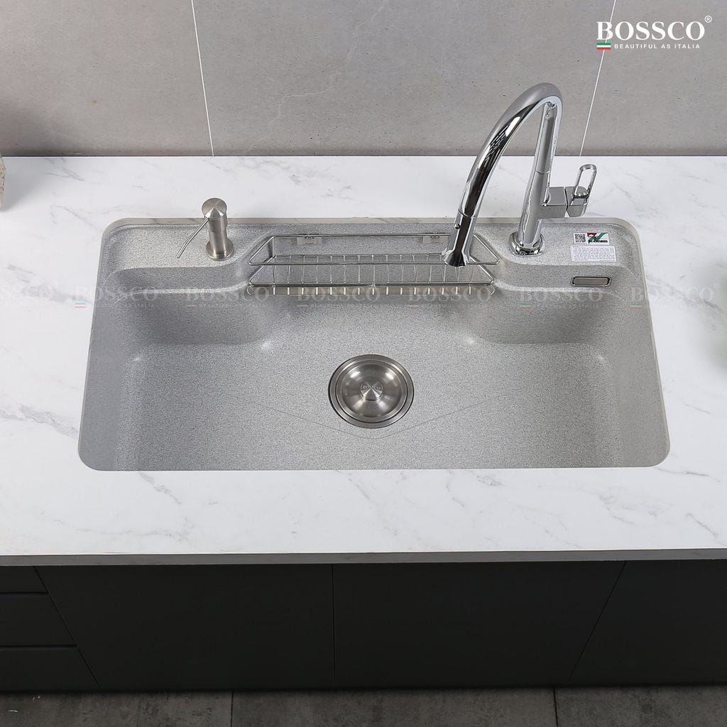 Chậu rửa chén Bossco BC-G9050XKS 1 hộc bo góc