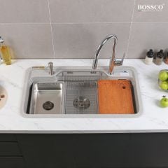 Chậu rửa chén Bossco BC-G9050XKS 1 hộc bo góc