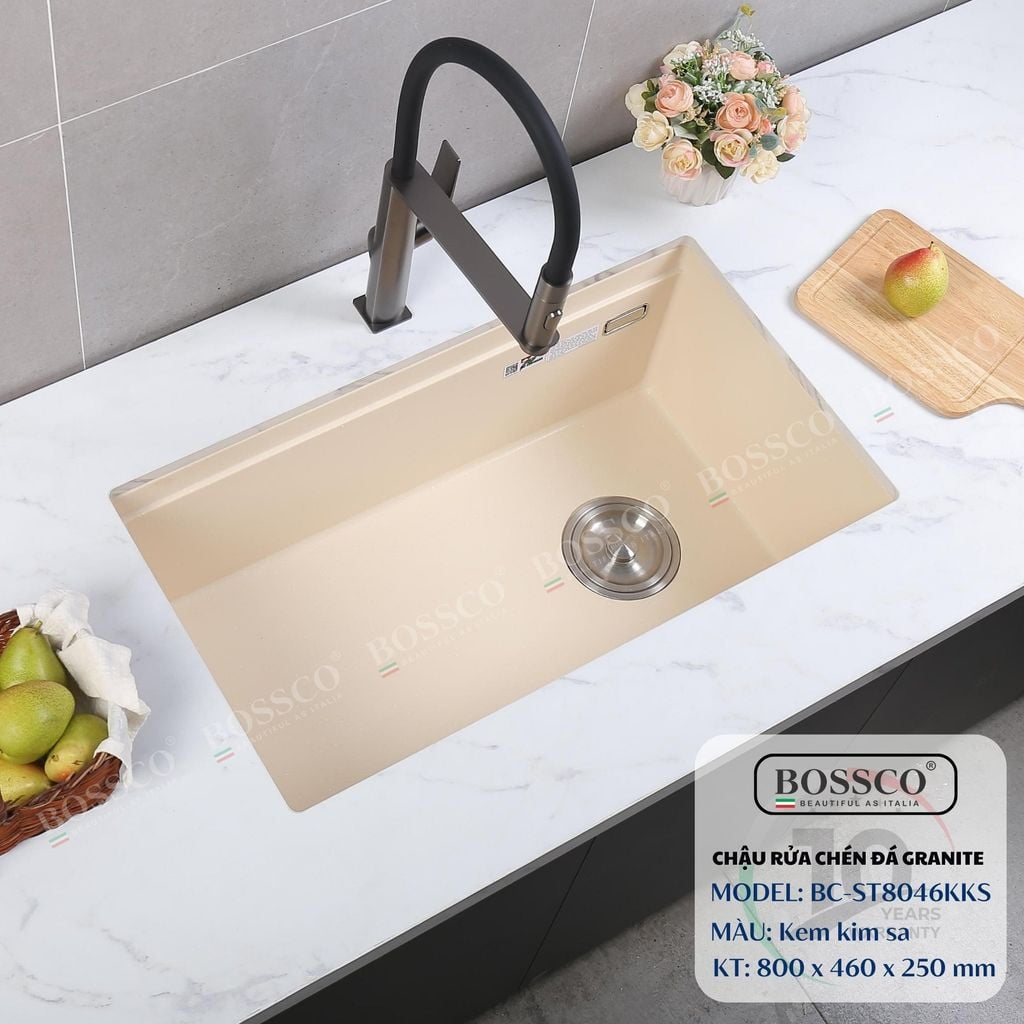 Chậu rửa chén  Bossco BC-ST8046KKS 1 hộc