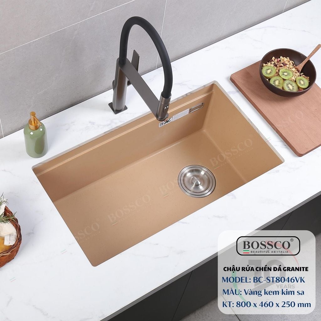 Chậu rửa chén  Bossco BC-ST8046VK 1 hộc