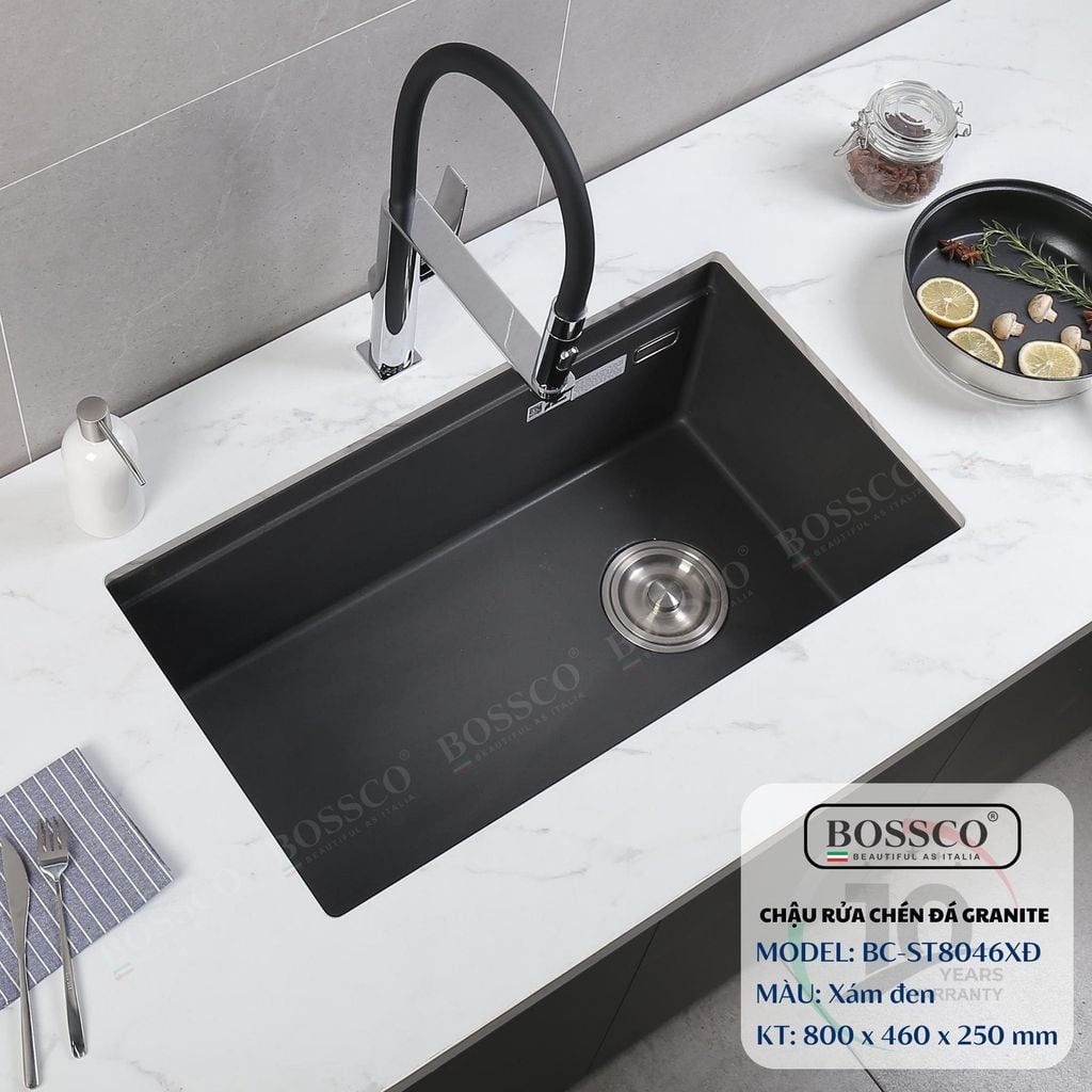 Chậu rửa chén  Bossco BC-ST8046XĐ 1 hộc