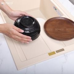 Chậu rửa chén Bossco BC-XT11650KKS 2 hộc kem kim sa