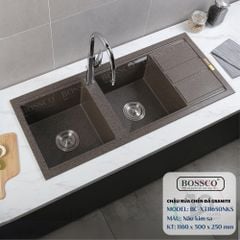 Chậu rửa chén Bossco BC-XT11650NKS 2 hộc nâu kim sa