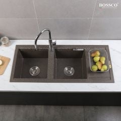 Chậu rửa chén Bossco BC-XT11650NKS 2 hộc nâu kim sa