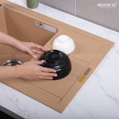 Chậu rửa chén Bossco BC-XT11650VK 2 hộc vàng kem kim sa