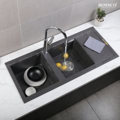 Chậu rửa chén Bossco BC-XT11650XĐ 2 hộc xám đen