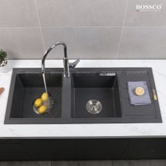 Chậu rửa chén Bossco BC-XT11650XĐ 2 hộc xám đen