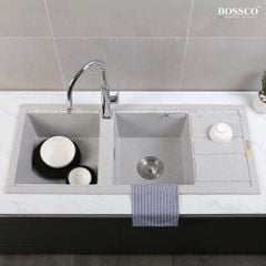Chậu rửa chén Bossco BC-XT11650XKS 2 hộc xám kim sa