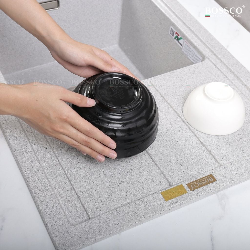 Chậu rửa chén Bossco BC-XT11650XKS 2 hộc xám kim sa