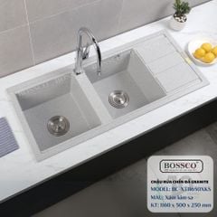 Chậu rửa chén Bossco BC-XT11650XKS 2 hộc xám kim sa